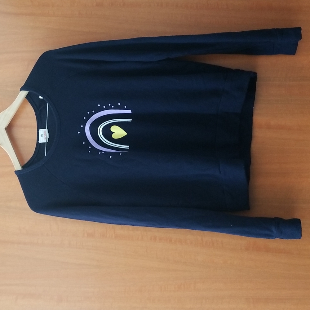Sundry Dark Blue Heart Sweatshirt Size Large